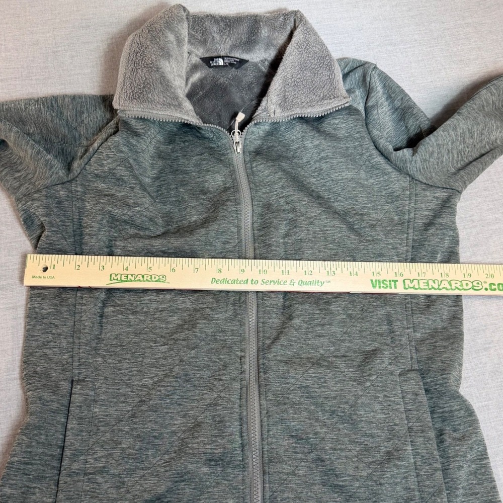 The North Face Womens Gray Quilted Full Zip Fleece Jacket Osito Lined Large - Picture 6 of 10